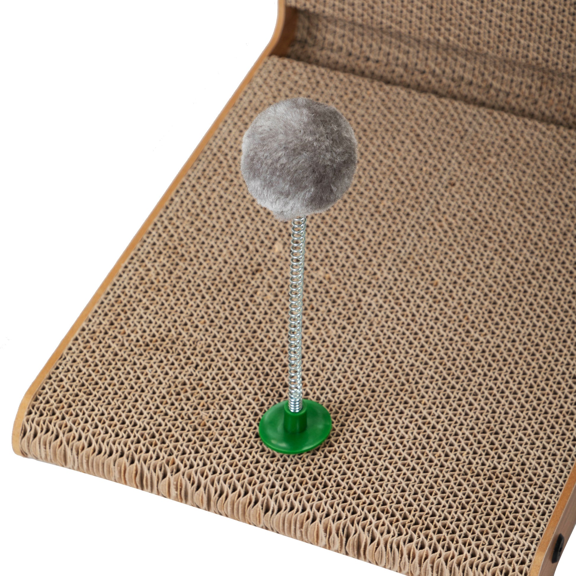 Indoor Cat Scratching Board For Small To Large Cat, Corrugated Board Covered Cat Scratcher, Cat Scratching Pad With Bell And Built In Toy Brown Mdf