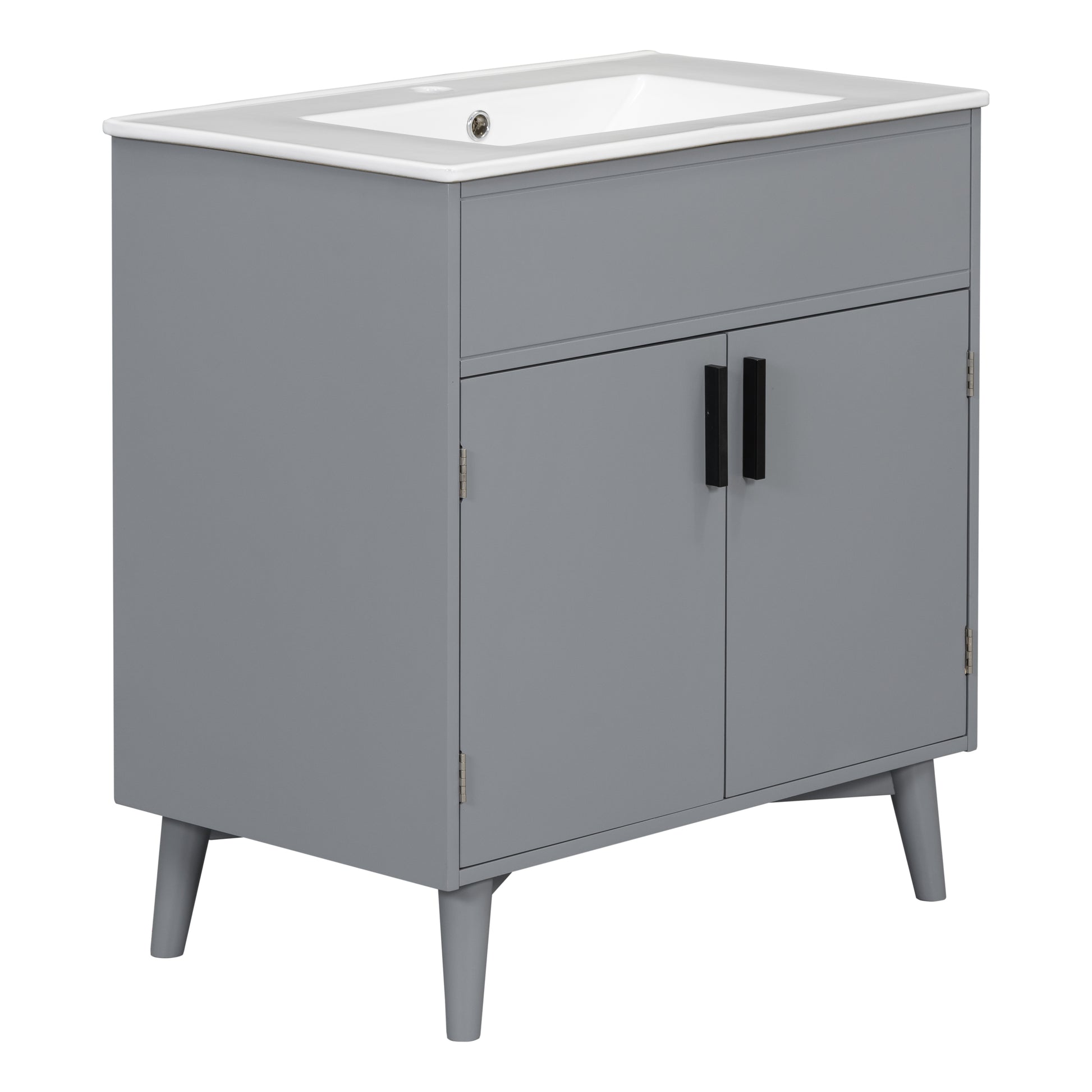 Bathroom Vanity Set, Combo Cabinet, Bathroom Storage Cabinet Gray Solid Wood