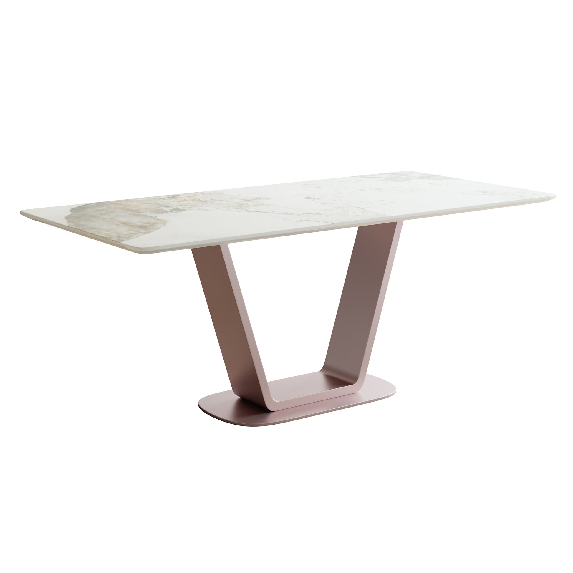 Pandora Carbon Steel And Red Copper Dining Table With Rock Plate Heavy Duty, Supports Up To 94.5 Kg Excluding Chairs White Carbon Steel