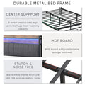 Full Bed Frames With Storage Headboard And Drawers, Led Platform Bed Frame Full Size, Led Upholstered Bed Frame With Charging Station, No Box Spring Needed, Easy Assembly, Grey Box Spring Not Required Full Gray Metal Bedroom Bed Frame Fabric Metal