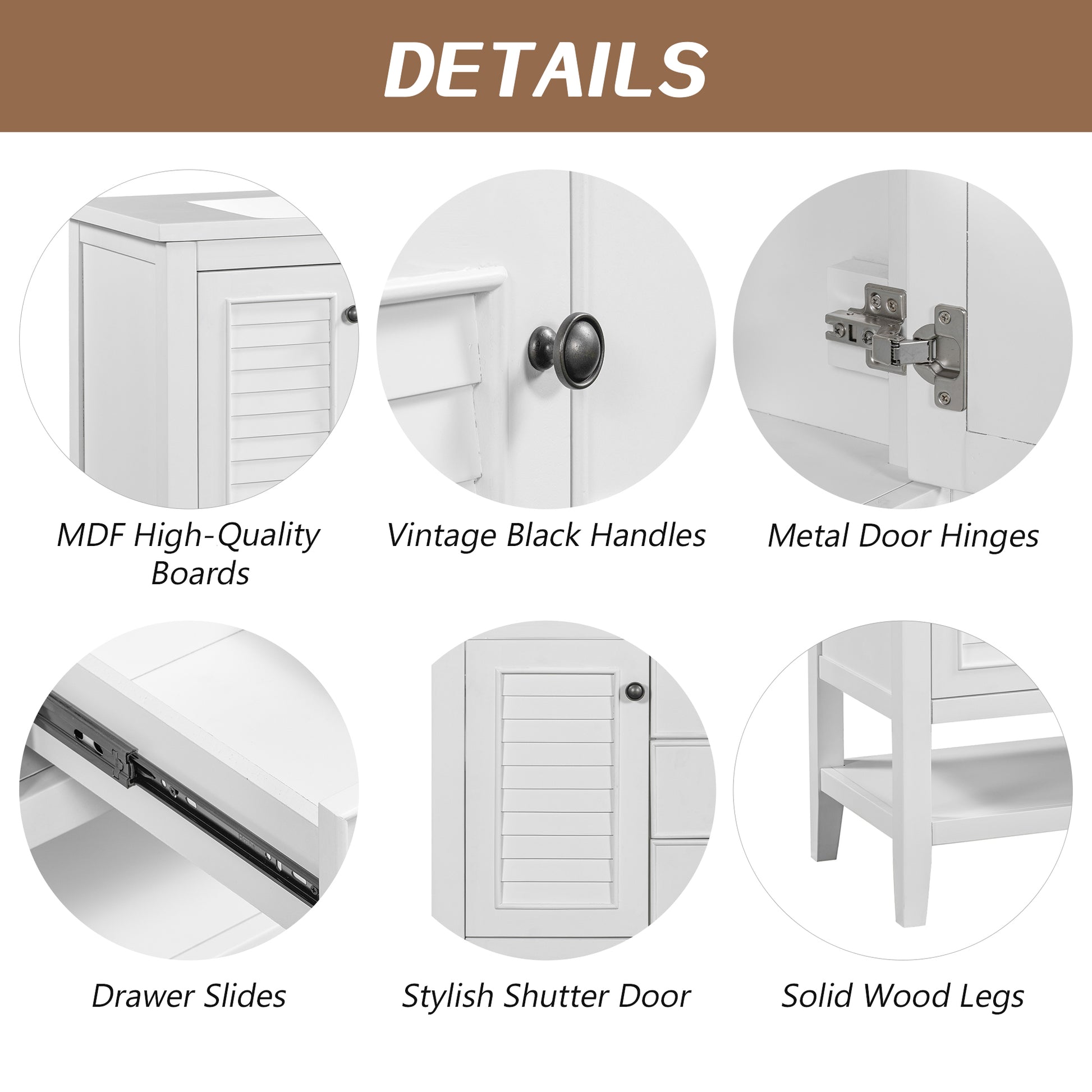 36" Bathroom Vanity With Ceramic Basin, Two Cabinets And Drawers, Open Shelf, Solid Wood Frame, White Old Sku: Sy999101Aak White Solid Wood Mdf