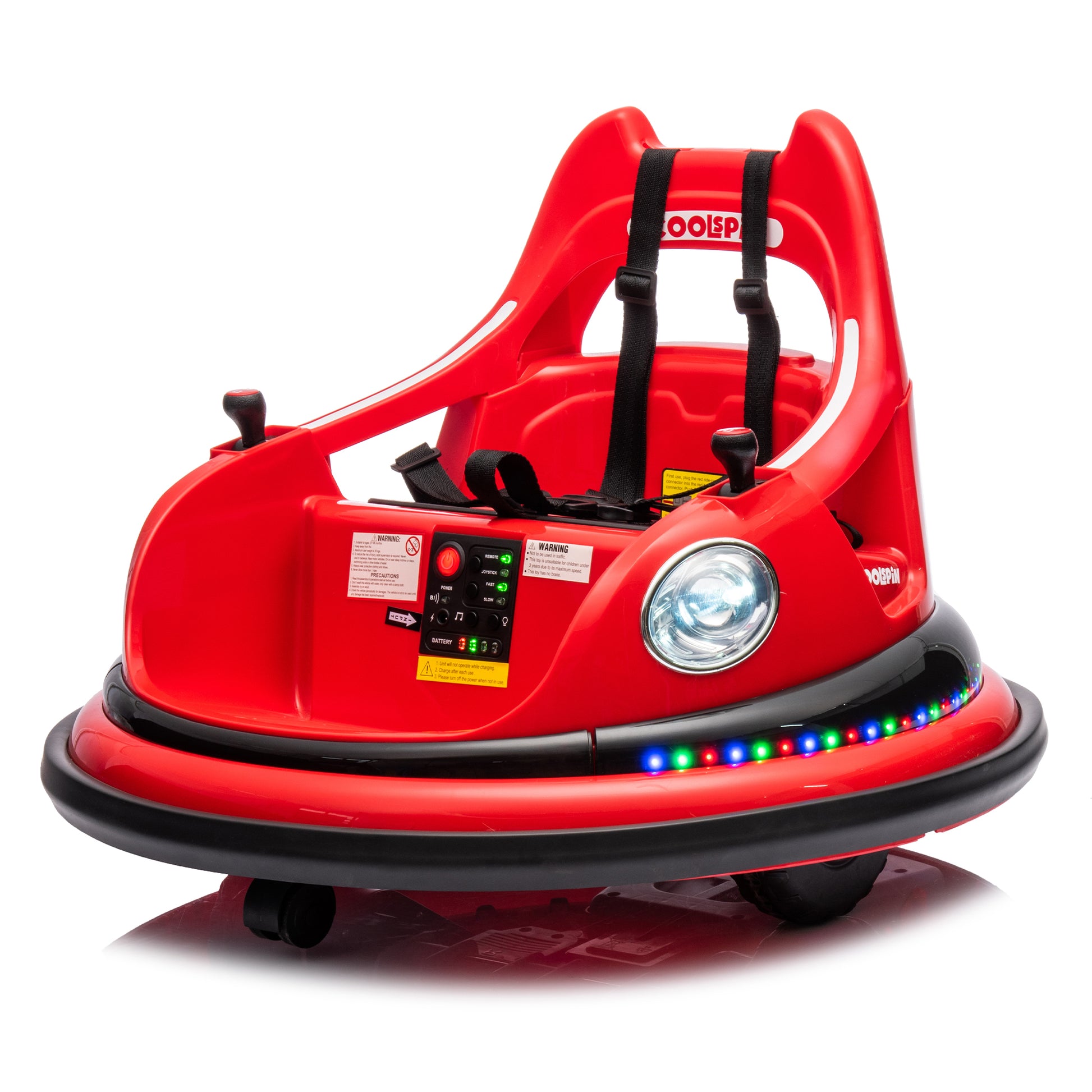 12V Ride On Bumper Car For Kids,Electric Car For Kids,1.5 5 Years Old,W Remote Control, Led Lights, Bluetooth & 360 Degree Spin, Vehicle Body With Anti Collision Padding Five Point Safety Belt,2Wd Red Polypropylene