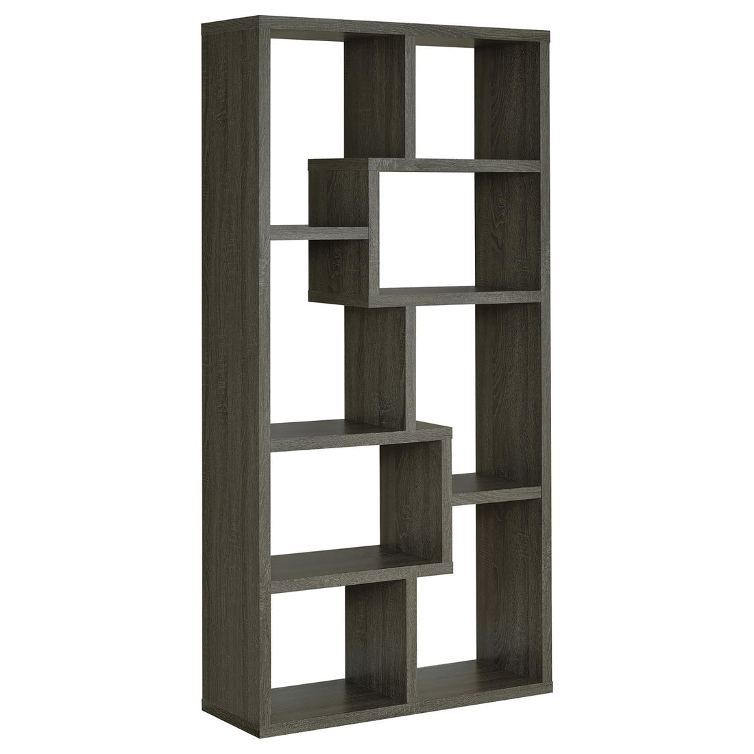 Weathered Grey 8 Shelf Bookcase 8 Or More Grey Gray Standard Vertical Office Open Back Wood Transitional Wood