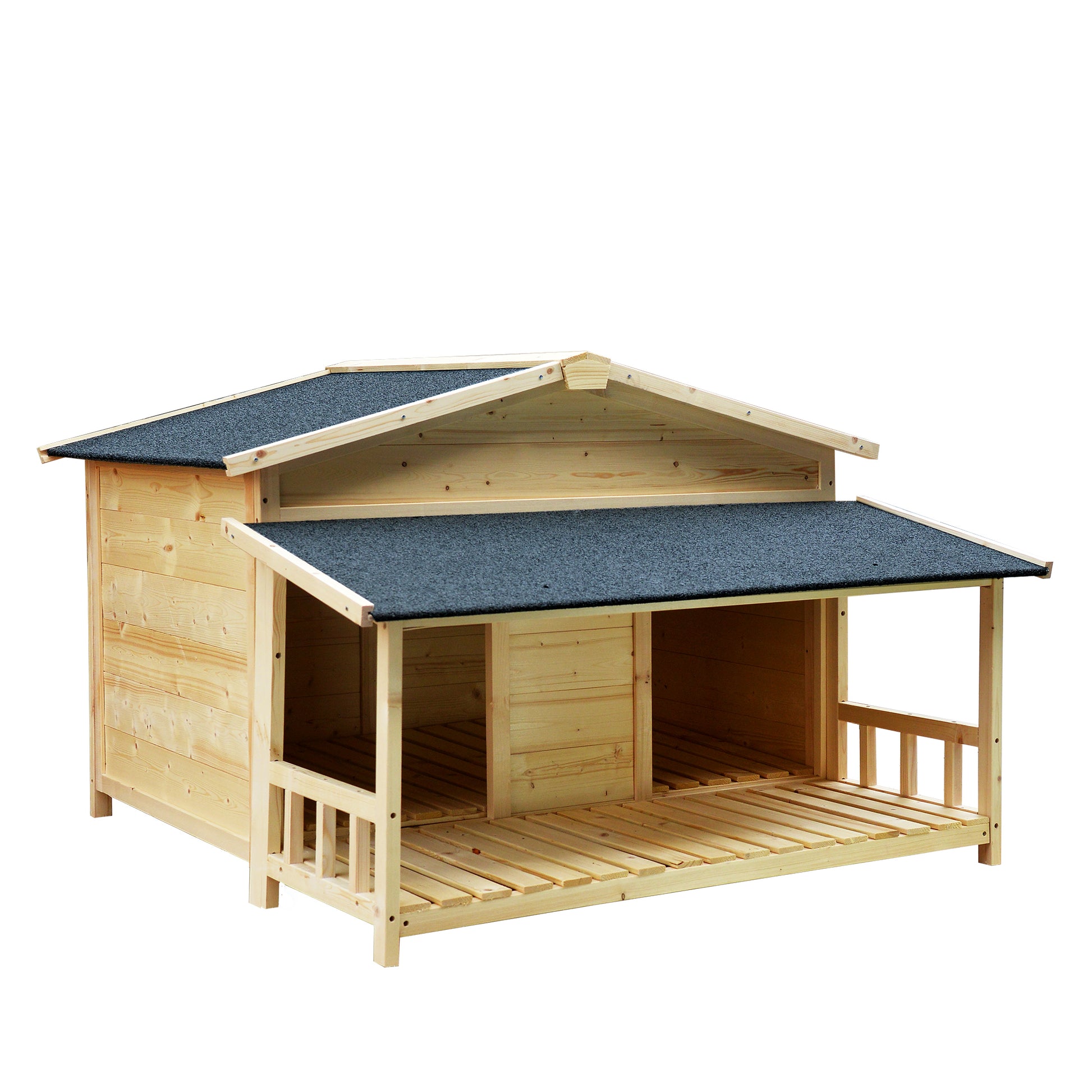 Durable Waterproof Dog Houses For Small Medium Large Dogs Outdoor & Indoor, Wooden Puppy Shelter Large Doghouse With Porch For Winter Wood Solid Wood