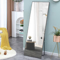 3Rd Generation Grey Solid Wood Frame Full Length Mirror, Dressing Mirror, Bedroom Home Porch, Decorative Mirror, Clothing Store, Floor Mounted Large Mirror, Wall Mounted.65