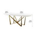 Titanium Gold Stainless Steel Dining Table With Polished Snow Mountain Stone Surface Supports Up To 94.5 Kg Excluding Chairs White Stainless Steel