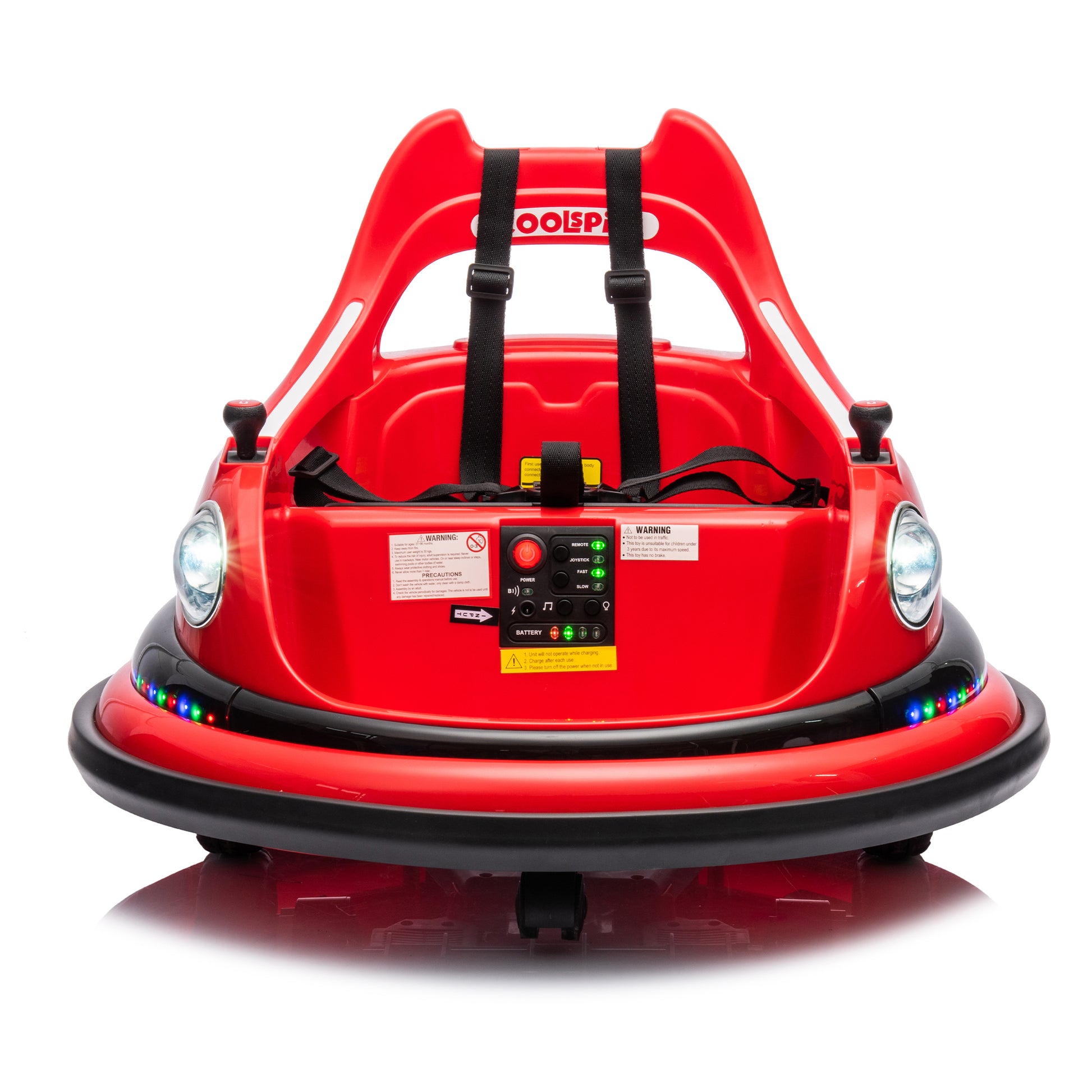 12V Ride On Bumper Car For Kids,Electric Car For Kids,1.5 5 Years Old,W Remote Control, Led Lights, Bluetooth & 360 Degree Spin, Vehicle Body With Anti Collision Padding Five Point Safety Belt,2Wd Red Polypropylene