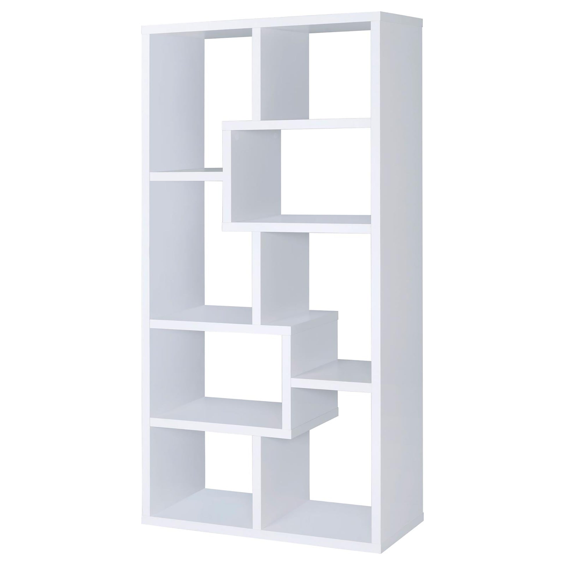 8 Shelf White Geometric Bookcase 8 Or More White White Standard Vertical Office Open Back Wood Transitional Wood