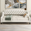 Modern Luxury Tufted Button Daybed,Twin,Beige Box Spring Not Required Twin Beige Wood Velvet Upholstered