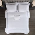 100% Cotton Sateen Embroidered Comforter Set White Navy Cotton