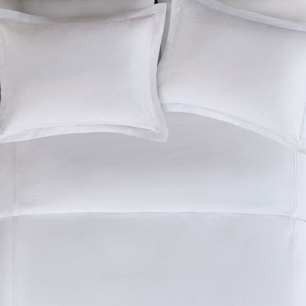 100% Cotton Sateen Embroidered Comforter Set White Cotton