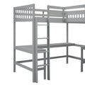 Wood Twin Size L Shaped Loft Bed With Ladder And 2 Built In L Shaped Desks, Gray Box Spring Not Required Twin White Wood Bedroom Solid Wood Mdf