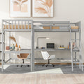 Wood Twin Size L Shaped Loft Bed With Ladder And 2 Built In L Shaped Desks, Gray Box Spring Not Required Twin White Wood Bedroom Solid Wood Mdf