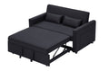 Modern Linen Convertible Loveseat Sleeper Sofa Couch With Adjustable Backrest, 2 Seater Sofa With Pull Out Bed With 2 Lumbar Pillows For Small Living Room & Apartment Black Polyester