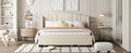 Upholstered Platform Bed With Wingback Headboard, One Twin Trundle And 2 Drawers, No Box Spring Needed, Linen Fabric, Queen Size Beige Beige Linen