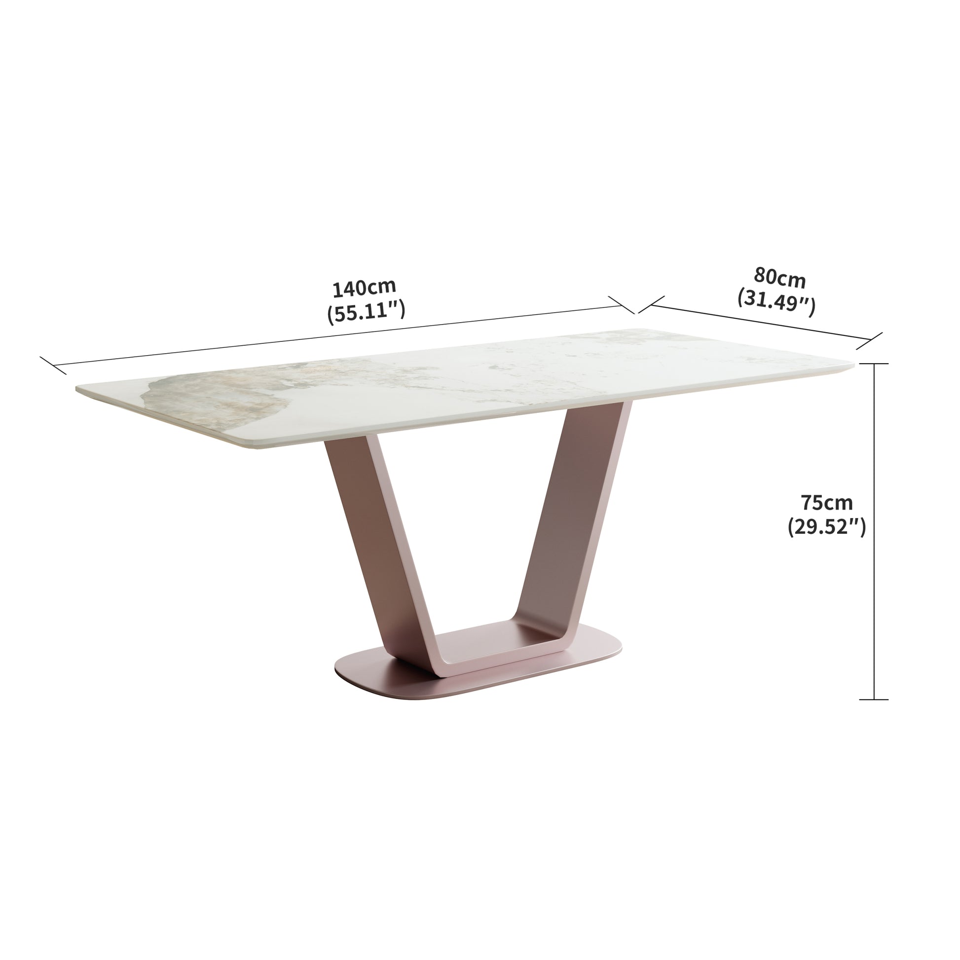 Pandora Carbon Steel And Red Copper Dining Table With Rock Plate Heavy Duty, Supports Up To 94.5 Kg Excluding Chairs White Carbon Steel