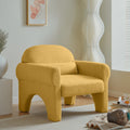 Modern Boucle Accent Chair With Lumbar Pillow For Living Room Antique Yellow Wood Dining Room Modern Fabric 1 Seat