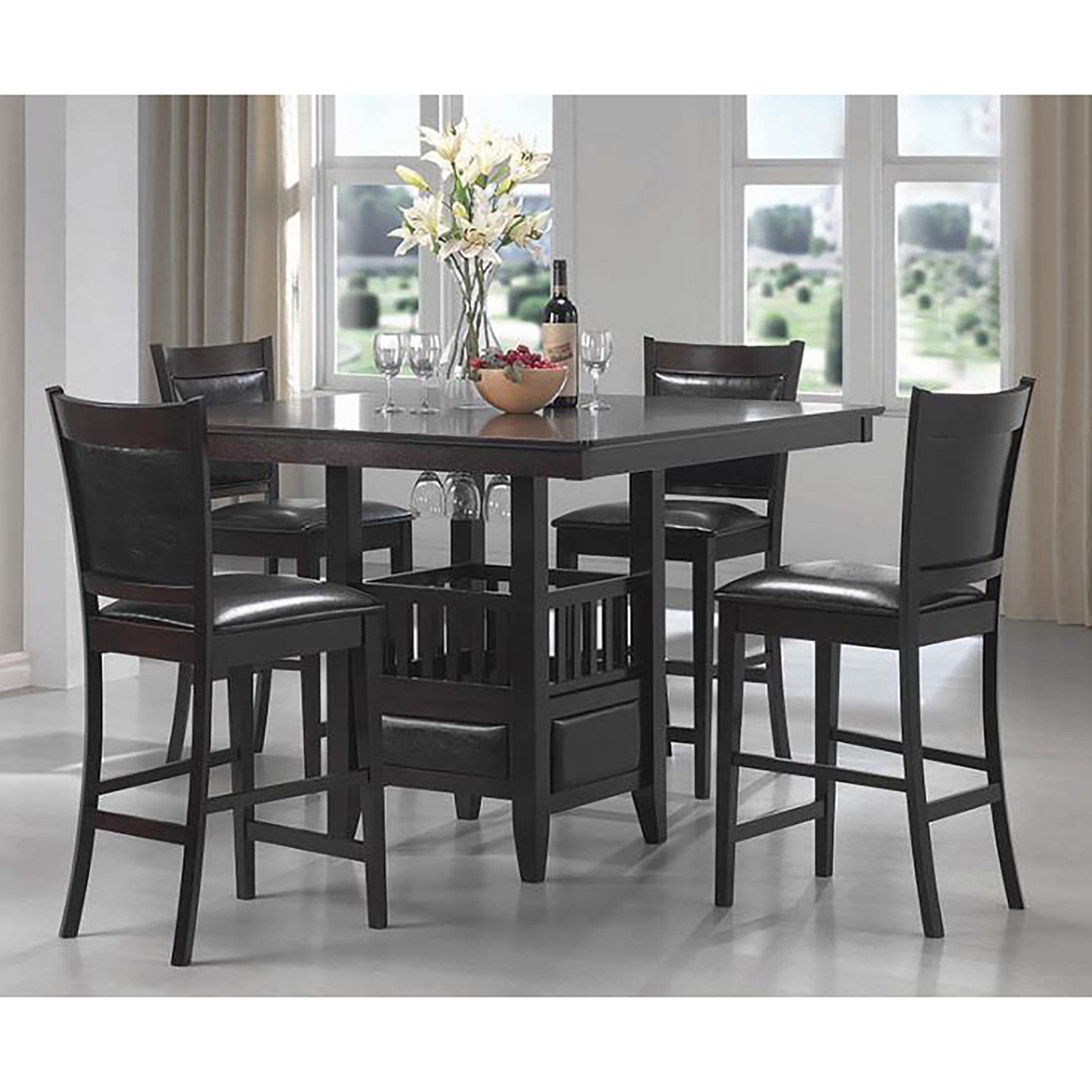 Black And Espresso Upholstered Counter Height Stools Set Of 2 Solid Black Espresso Dining Room Foam Spot Clean Transitional Bar Stools Rubberwood Open Back Foam Faux Leather