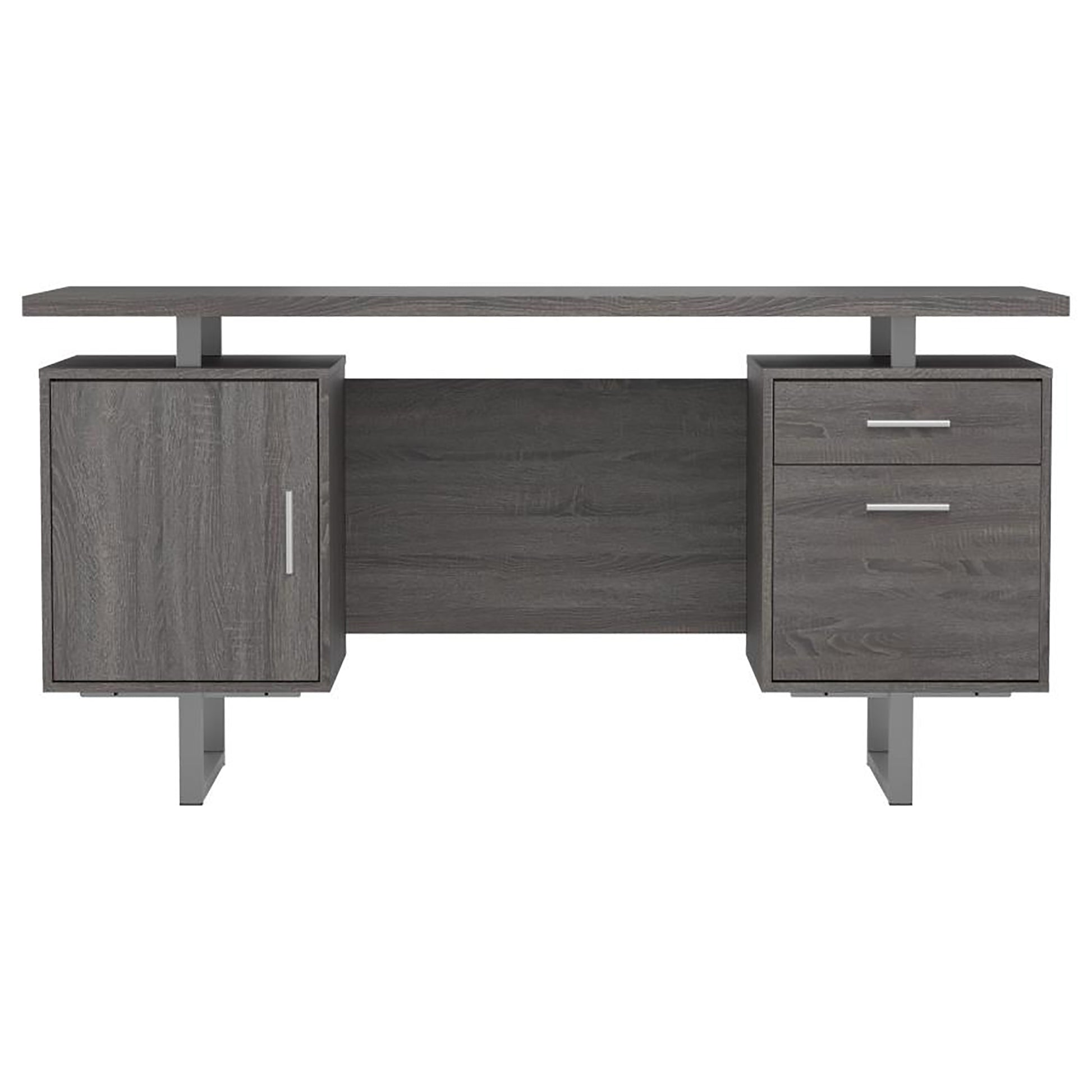 Weathered Grey 2 Drawer Floating Top Office Desk Grey Gray Computer Desk Office Contemporary,Modern Rectangular Drawers Computer Tables Wood Sled