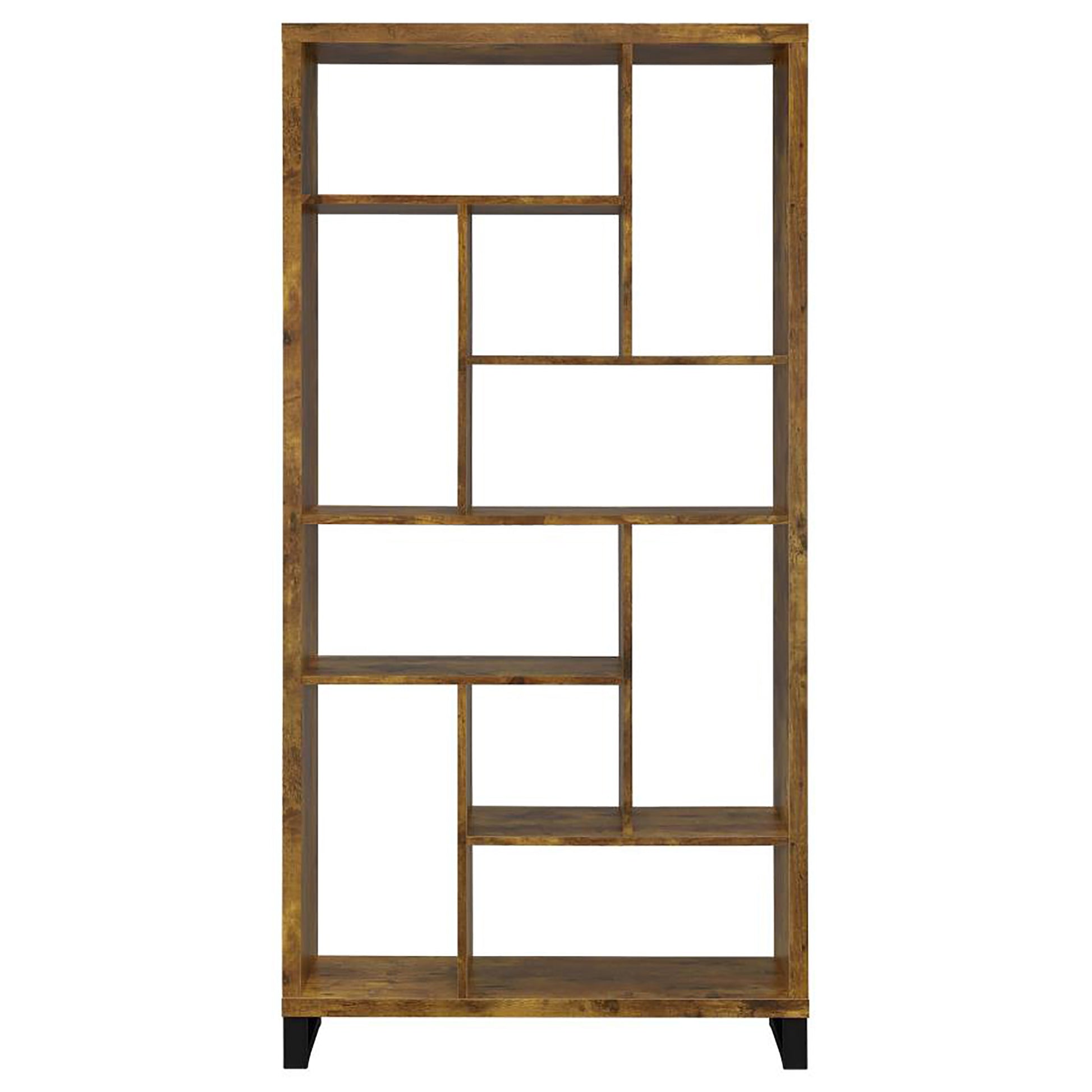 Antique Nutmeg 6 Tier Rectangular Bookcase 8 Or More Brown Brown Geometric Vertical Office Wood Open Back Farmhouse,Rustic Wood