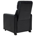 Black Upholstered Push Back Recliner Black Faux Leather Manual Push Back Wood Primary Living Space Medium Firm Tufted Back Contemporary,Modern Fir Square Arms Foam Faux Leather