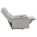 Beige Upholstered Power Lift Recliner With Wired Remote Beige Polyester Power Remote Wood Primary Living Space Medium Firm Cushion Back Contemporary,Modern Flared Arms Foam Fabric