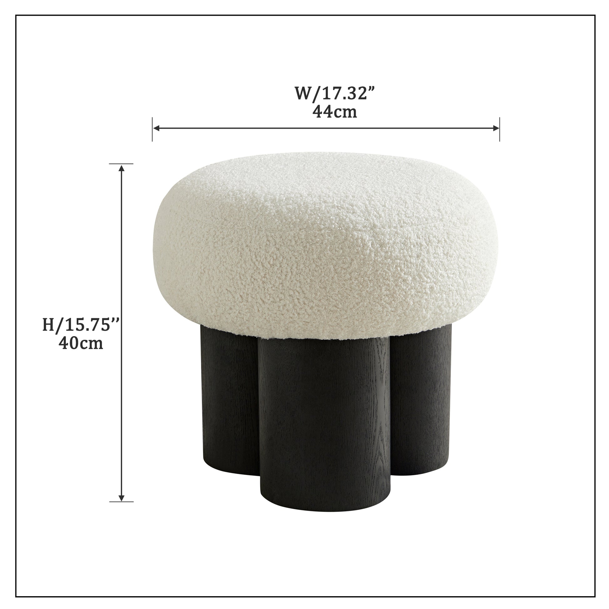 W8017 1 White Lamb Wool Seat, Barrel Pvc Pipe With Black Ash Willow White Broadcloth Pleat