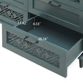 7 Drawer Cabinet, American Furniture, Suitable For Bedroom, Living Room, Study Dark Green Particle Board