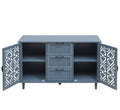 2 Door 3 Drawer Cabinet, American Furniture, Suitable For Bedroom, Living Room, Study Blue Particle Board