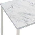 White Faux Marble And Satin Nickel Coffee Table White Primary Living Space Contemporary,Modern Square Coffee & End Tables Metal Sled