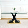 Modern Style Glass Table, Elegant Transparent Design, Durable Support Base, Solid, Selected Materials Made Of Furniture Display Fashion, Suitable For The Living Room Set Of 1 Black Gold Tempered Glass