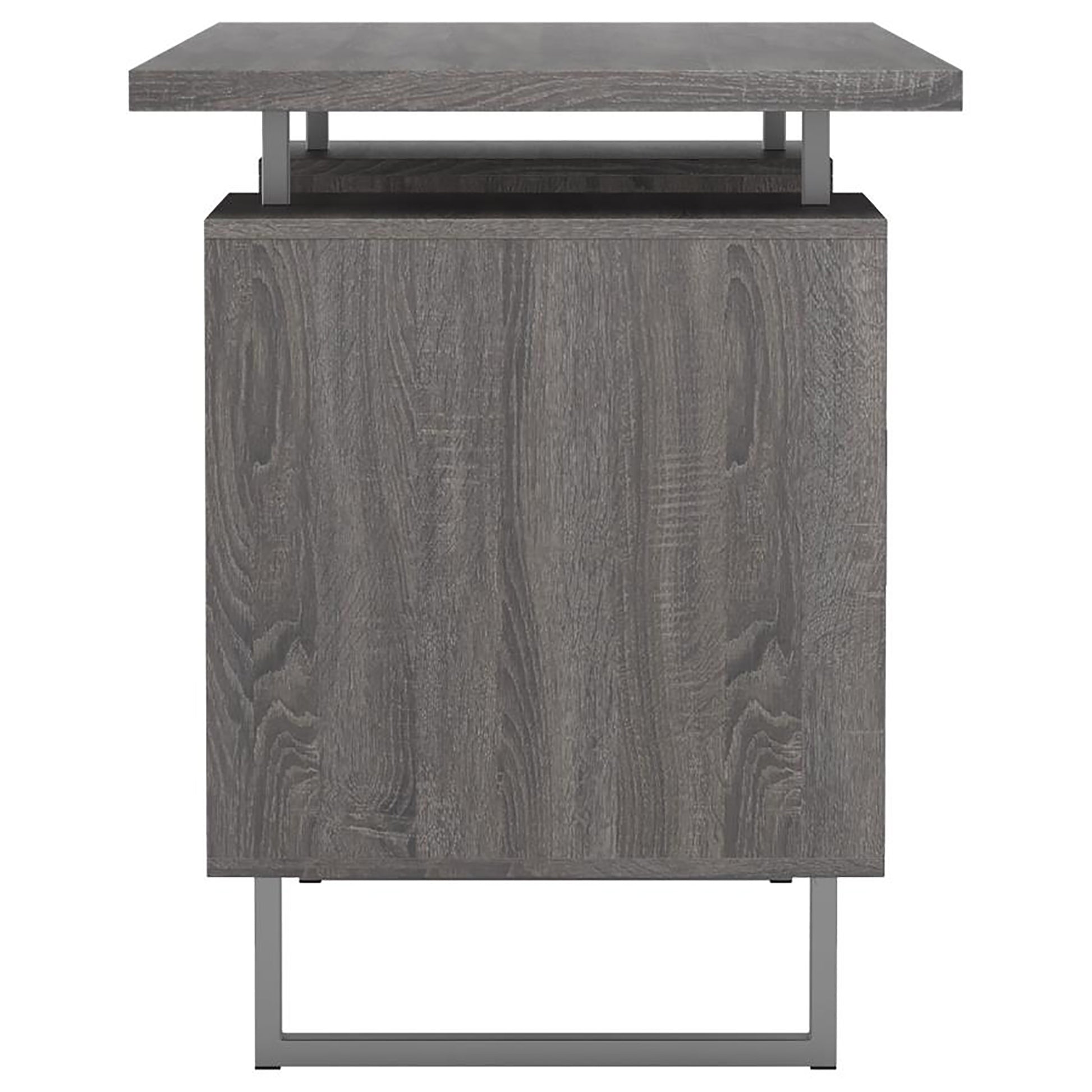 Weathered Grey 2 Drawer Floating Top Office Desk Grey Gray Computer Desk Office Contemporary,Modern Rectangular Drawers Computer Tables Wood Sled