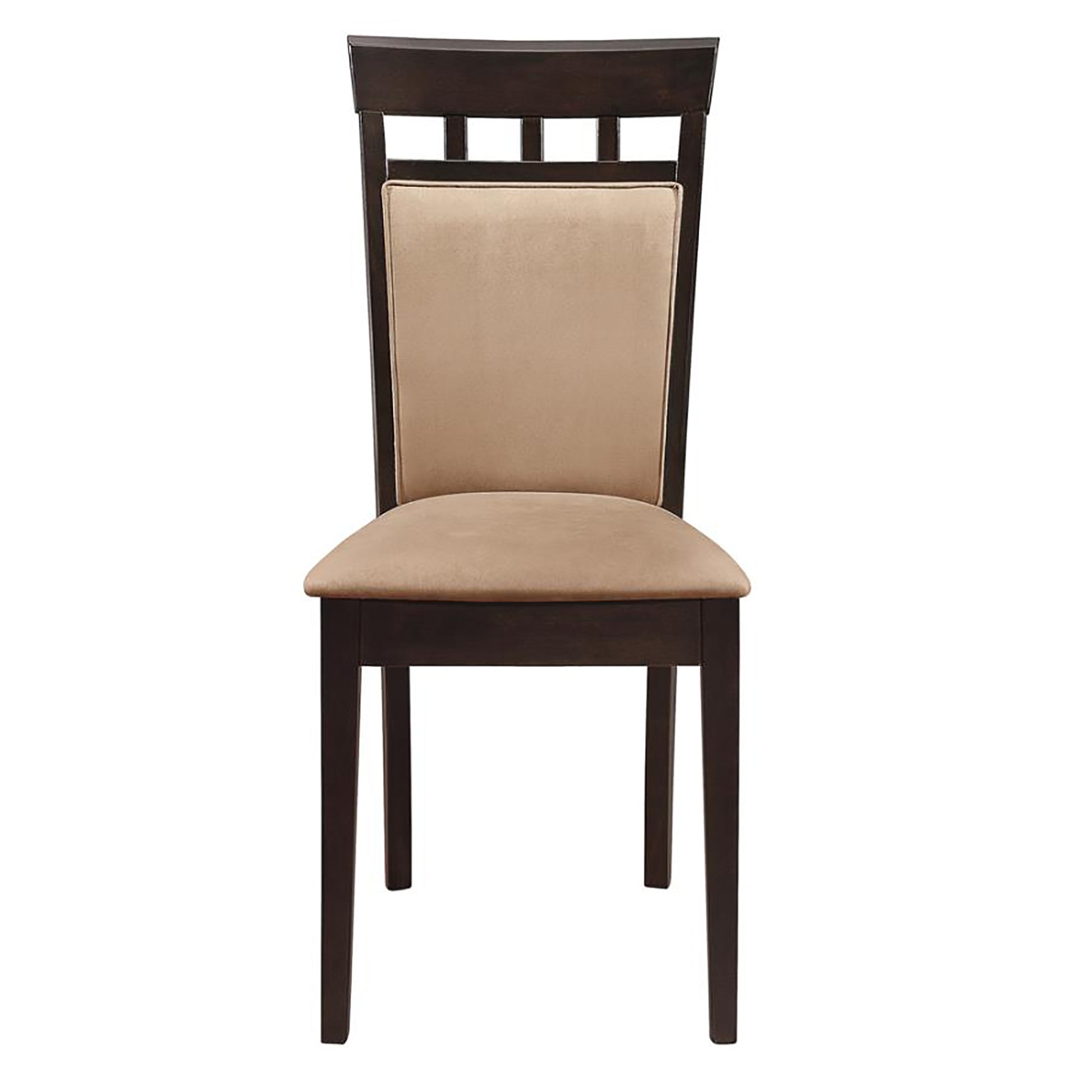 Beige And Cappuccino Upholstered Side Chairs Set Of 2 Solid Beige Brown Dining Room Spot Clean Transitional Side Chair Rubberwood Solid Back Foam Microfiber