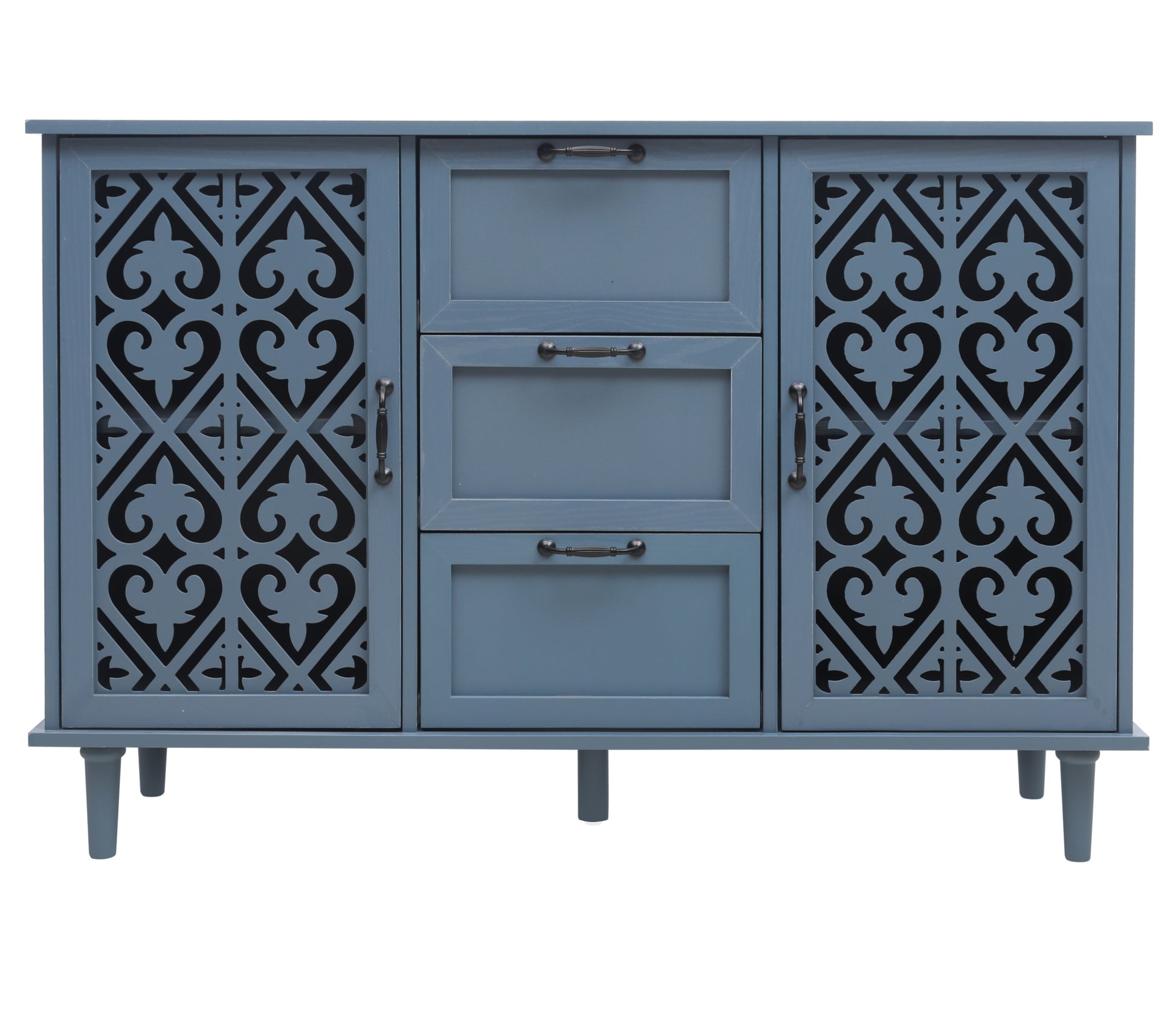2 Door 3 Drawer Cabinet, American Furniture, Suitable For Bedroom, Living Room, Study Blue Particle Board
