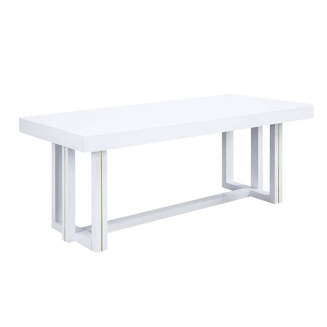 Paxley Dining Table, White High Gloss Finish Dn01610 White Mdf