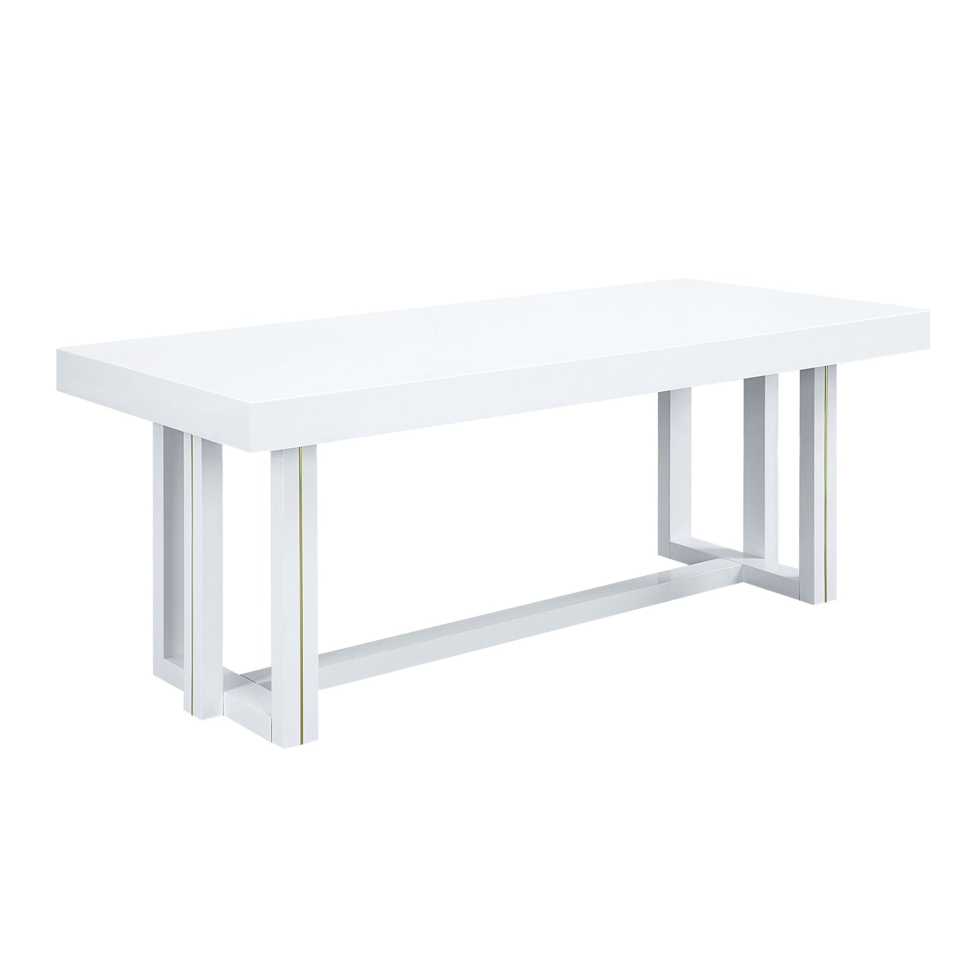 Paxley Dining Table, White High Gloss Finish Dn01610 White Mdf
