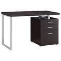 Cappuccino 3 Drawer Reversible Office Desk Cappuccino Brown Computer Desk Office Contemporary,Modern Rectangular Drawers Desk Wood Sled