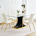 Modern Style Glass Table, Elegant Transparent Design, Durable Support Base, Solid, Selected Materials Made Of Furniture Display Fashion, Suitable For The Living Room Set Of 1 Black Gold Tempered Glass