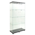 Two Door Led Lights Glass Display Cabinet 4 Shelves With Door, Floor Standing Curio Bookshelf For Living Room Bedroom Office, 64.7