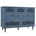 7 Drawer Cabinet, American Furniture, Suitable For Bedroom, Living Room, Study Blue Particle Board