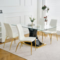 Modern Style Glass Table, Elegant Transparent Design, Durable Support Base, Solid, Selected Materials Made Of Furniture Display Fashion, Suitable For The Living Room Set Of 1 Black Gold Tempered Glass