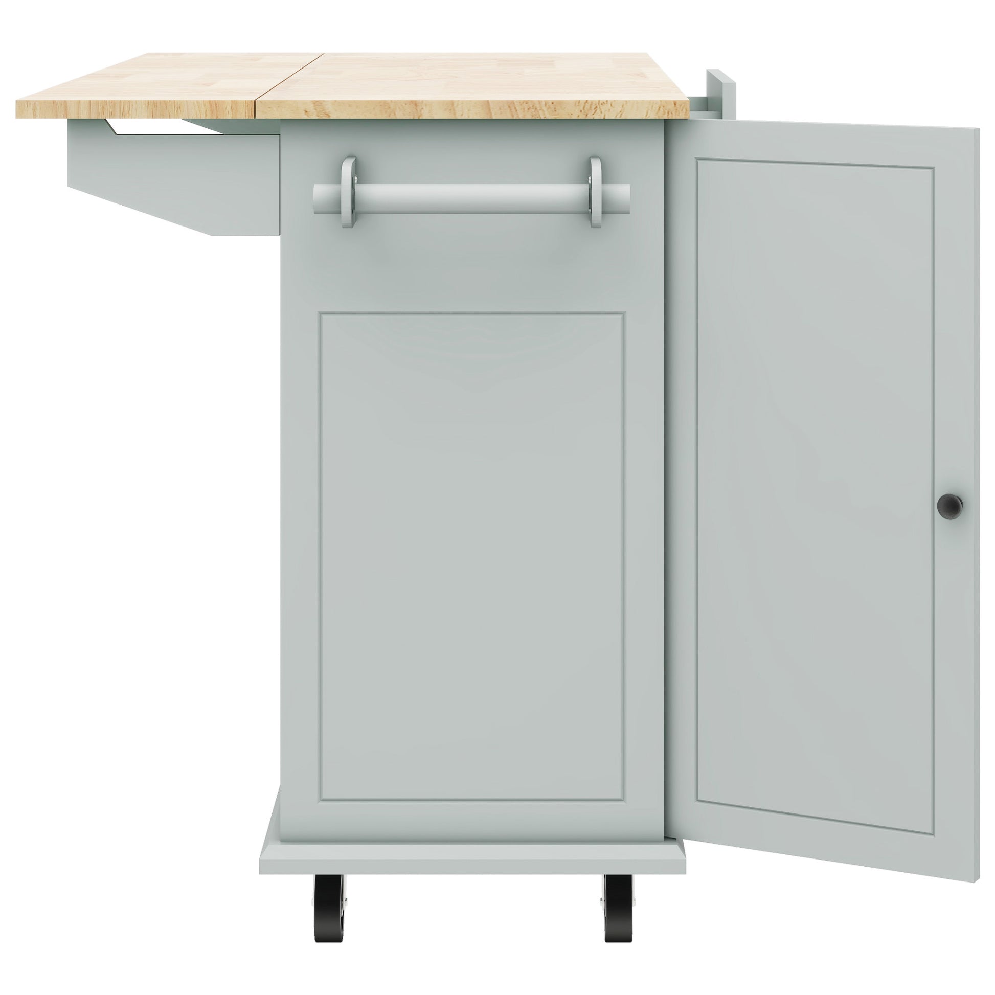 Kitchen Island With Drop Leaf, 53.9" Width Rolling Kitchen Cart On Wheels With Internal Storage Rack And 3 Tier Pull Out Cabinet Organizer, Kitchen Storage Cart With Spice Rack, Towel Rack Grey Blue Grey Blue Kitchen Classic,European,Modern Rectangular