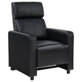 Black Upholstered Push Back Recliner Black Faux Leather Manual Push Back Wood Primary Living Space Medium Firm Tufted Back Contemporary,Modern Fir Square Arms Foam Faux Leather