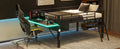 Gaming Mid Loft Bed With Desk, Led, Full, Black Full Black Mdf Metal