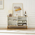 Modern Kitchen Buffet Storage Cabinet Cupboard White Gloss With Metal Legs For Living Room Kitchen Golden White Foam Mdf