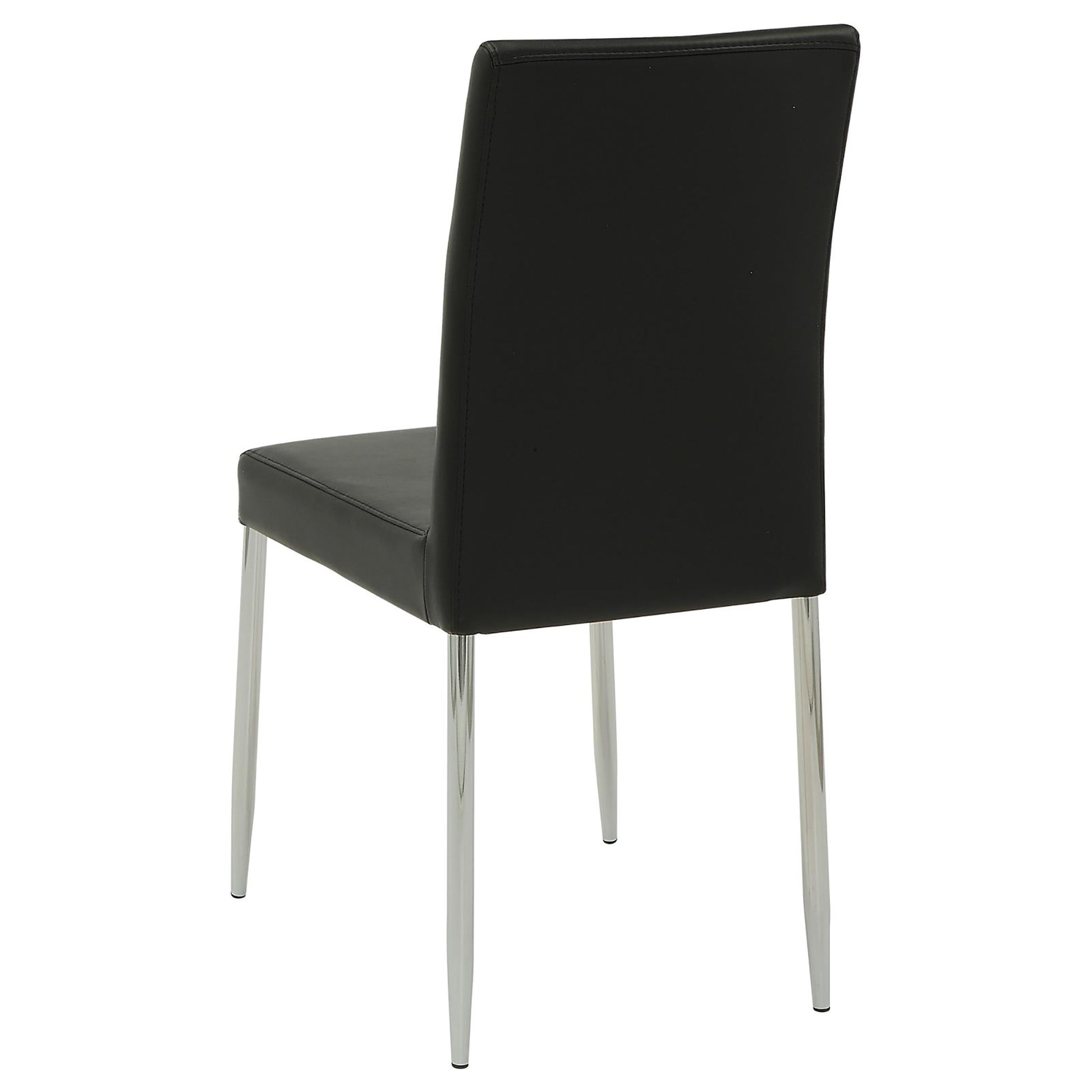 Black And Chrome Upholstered Dining Chairs Set Of 4 Solid Black Dining Room Foam Spot Clean Contemporary,Modern Side Chair Tufted Back Foam Faux Leather