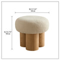 W8017 1 Mushroom Stool, Grieg Plush Cushion, Wooden Barrel Pvc Pipe, Walnut Finish Greige Broadcloth Pleat