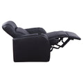 Black Upholstered Recliner With Cup Holder Black Genuine Leather Wood Primary Living Space Medium Firm Tight Back Contemporary,Modern Acacia Square Arms Foam Upholstered