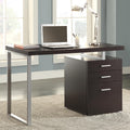 Cappuccino 3 Drawer Reversible Office Desk Cappuccino Brown Computer Desk Office Contemporary,Modern Rectangular Drawers Desk Wood Sled