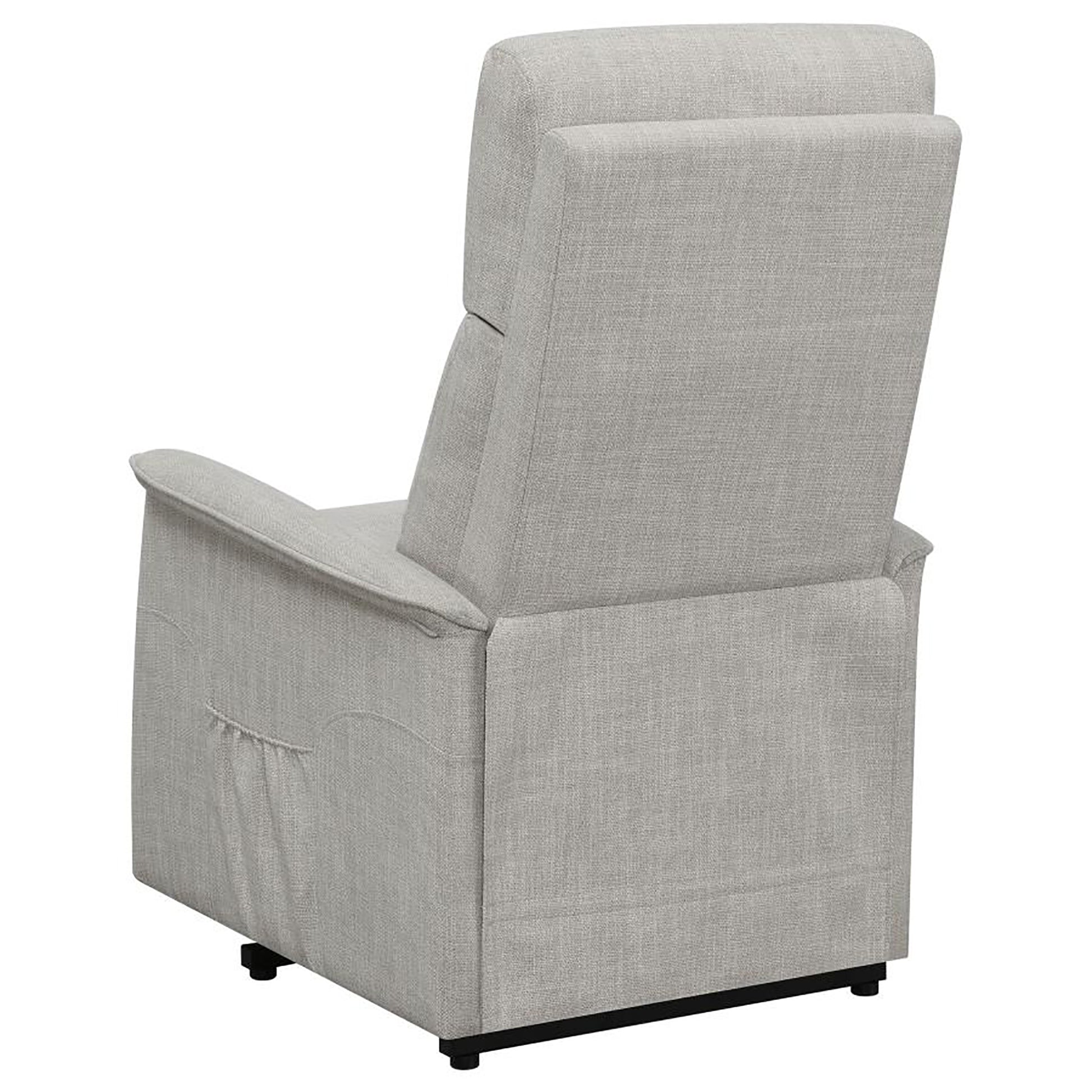 Beige Upholstered Power Lift Recliner With Wired Remote Beige Polyester Power Remote Wood Primary Living Space Medium Firm Cushion Back Contemporary,Modern Flared Arms Foam Fabric